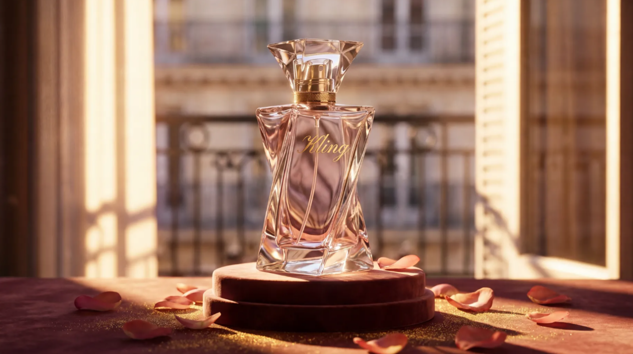 Perfume product video with clear on-screen text
